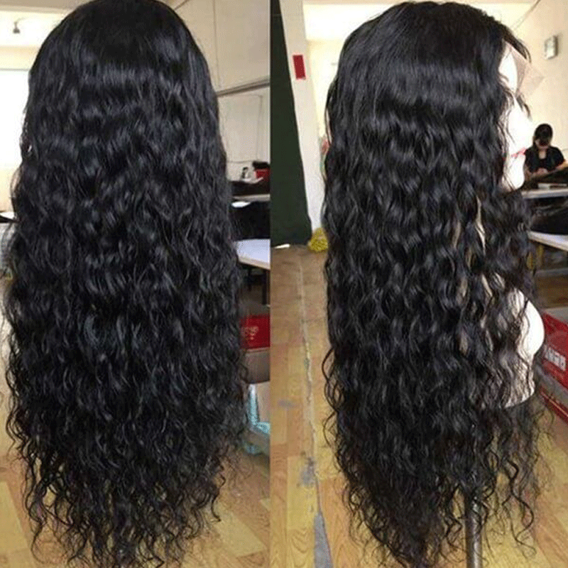 Water Wave 13x4 Frontal Transparent Lace Free Part Long Wig 100% Human Hair
