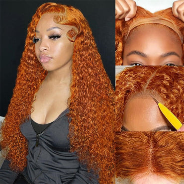 13X6 Ginger Orange Lace Front Wig Curly Wigs Human Hair Pre Plucked With Baby Hair for Women - Perismoda Hair