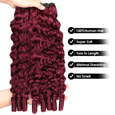 16A Burmese Curly Human Hair Bundles Burgundy 99J Virgin Hair Extensions - Perismoda Hair