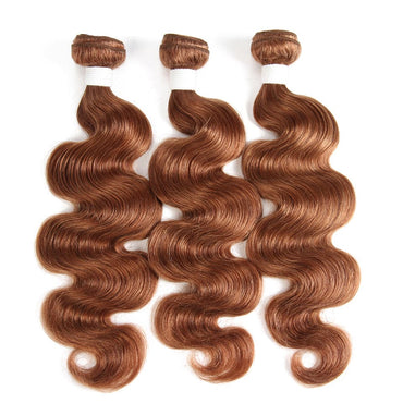 #30 Brown Body Wave 3 Bundles With Closure 4x4 pre Colored 100% Virgin human hair - Perismoda Hair