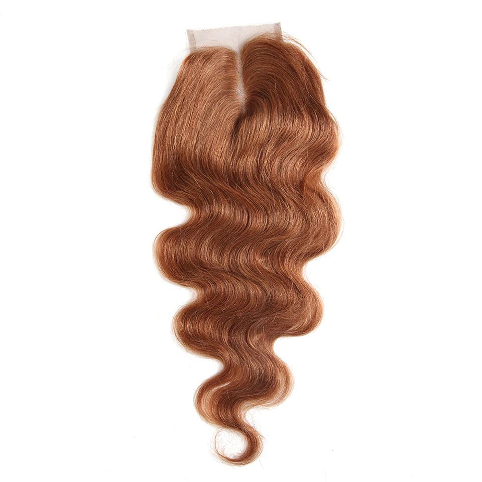 #30 Brown Body Wave 3 Bundles With Closure 4x4 pre Colored 100% Virgin human hair - Perismoda Hair