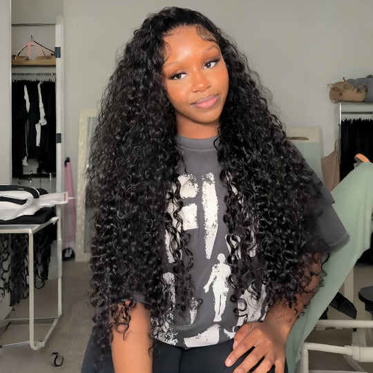 Perismoda 300% Density Luxury Deep Wave Virgin Human Hair Transparent 13X4 Lace Front Wig Pre-Plucked Hairline