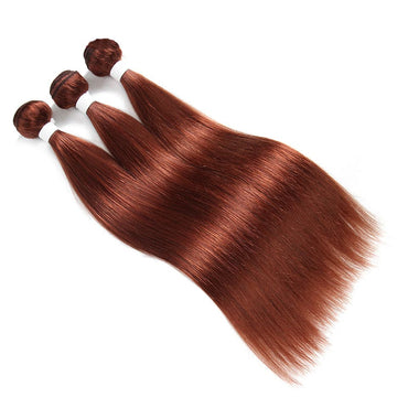 #33 Dark Auburn 3 Bundles With Closure 4x4 pre - Colored 100% virgin human hair - Perismoda Hair