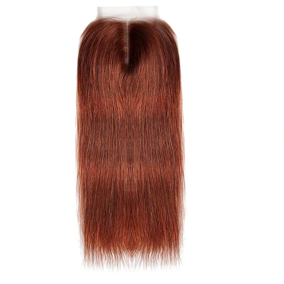 #33 Dark Auburn 3 Bundles With Closure 4x4 pre - Colored 100% virgin human hair - Perismoda Hair