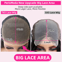 PerisModa 7x5 Glueless Wigs Human Hair 12A Pre Cut Pre Bleached Bye Bye Knots Wear and Go Body Wave Hair