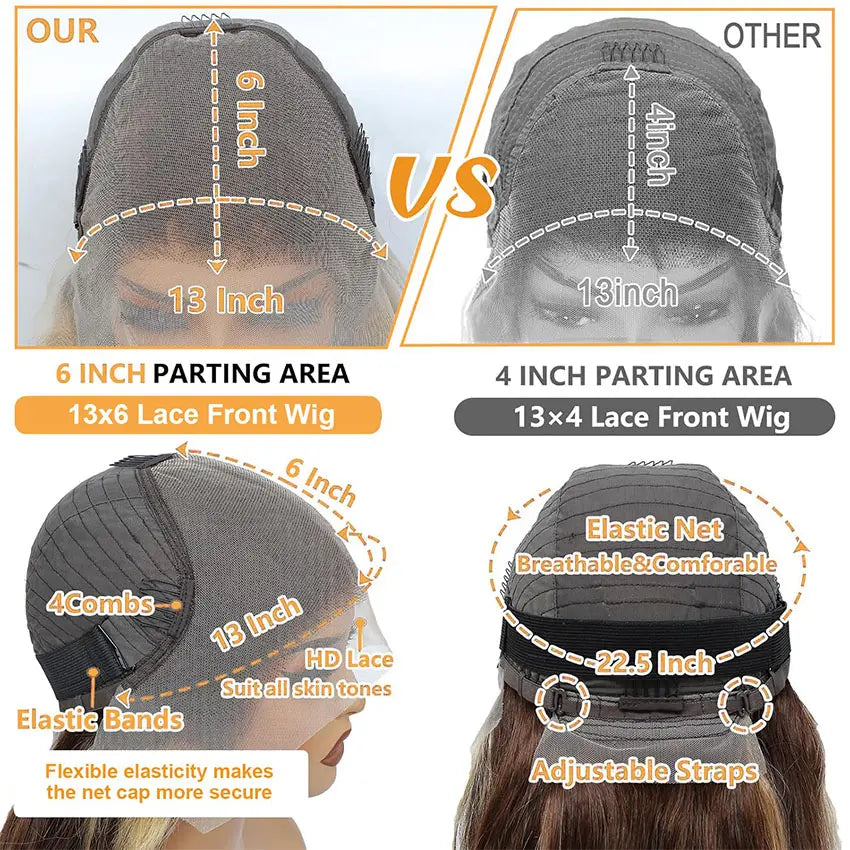 Perismoda Highlight Brown and blonde hair 13x6 Body Wave Lace Frontal