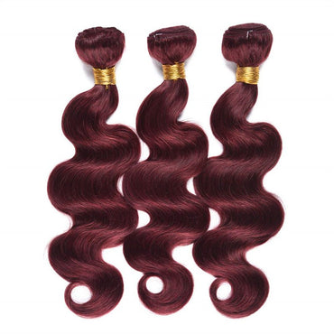 99j Wine Red Color Brazilian Body Wave Hair 3 Bundles With 4x4 Closure Human Hair - Perismoda Hair
