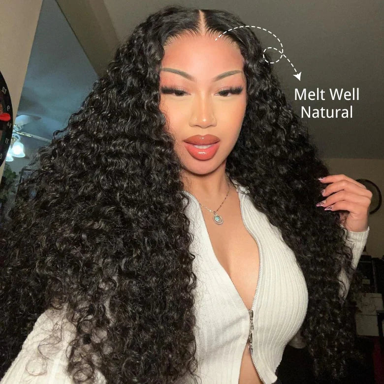 Perismoda 13x6 Lace Front Wigs Deep Wave Natural Black Human Hair 180% Density HD Lace Wigs Pre Plucked