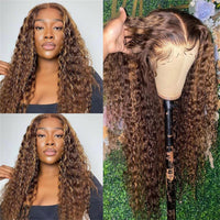 Highlight Water Wave 13x6 Lace Frontal Virgin Human Hair Wigs 180% Density