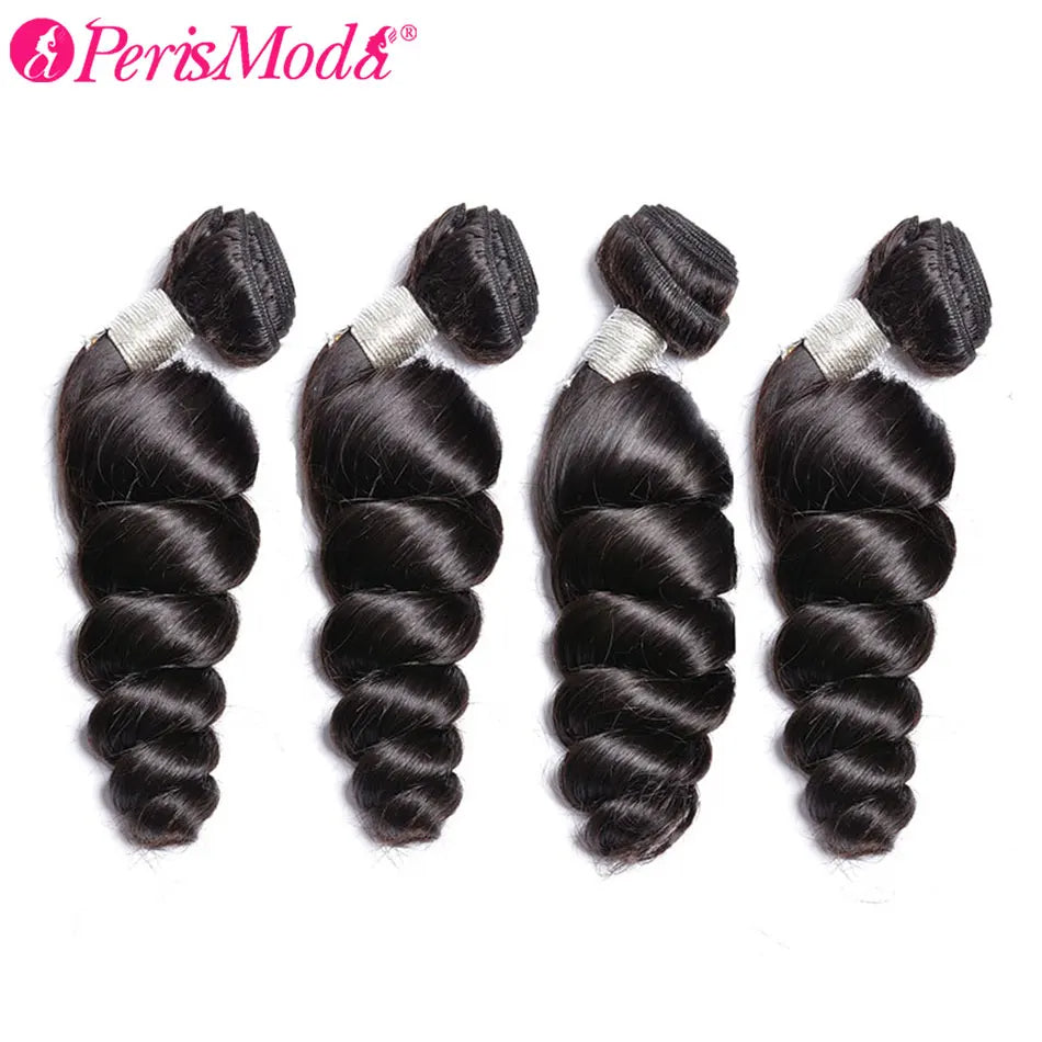 Peruvian Loose Wave 4 Bundles Virgin Human Hair Extensions