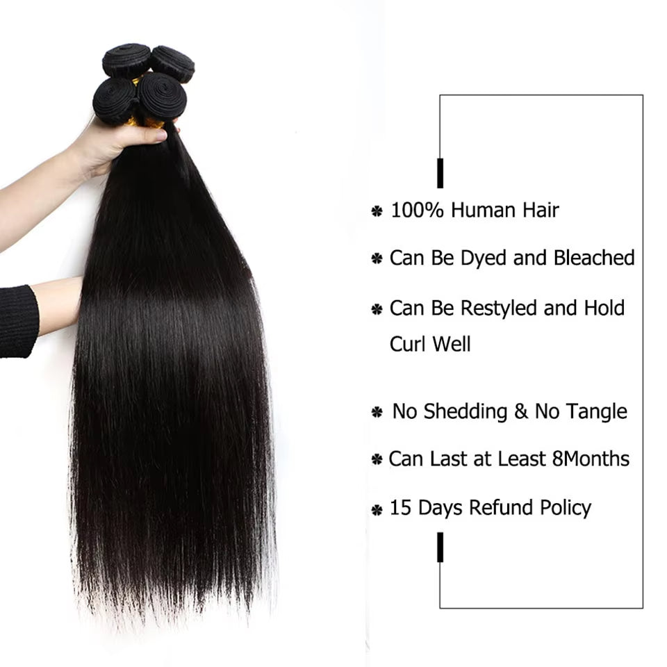 Perismoda Straight Human Hair 3 Bundles Remy Indian Hair Extension