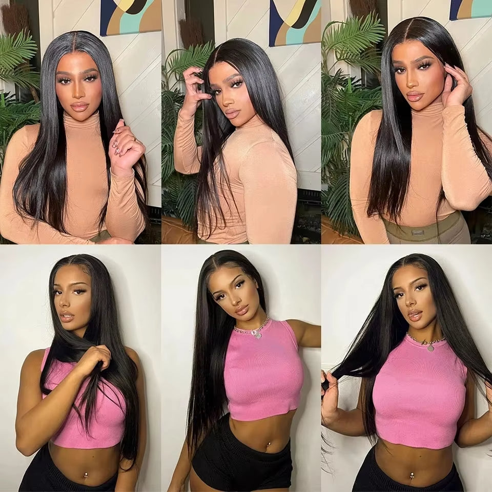 Brazilian Straight Hair 3 Bundles With 4x4 Lace Closure Wig