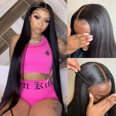 Perismoda Peruvian 13x4 Lace Front Wig for Black Women Natural Black Silky Straight Hair Wig
