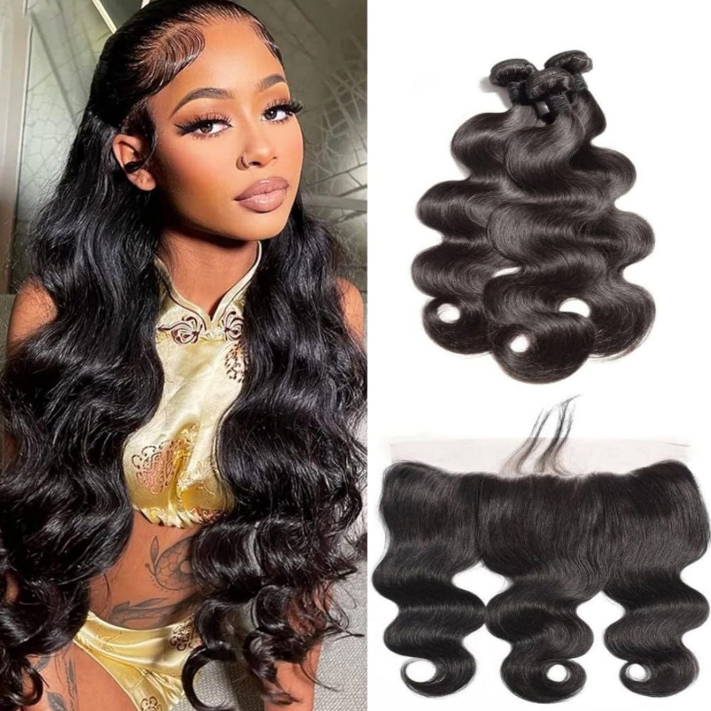 Brazilian Body Wave Hair 3 Bundles With 13x4 Lace Frontal - Perismoda Hair