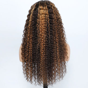 Perismoda P2/30 blonde Highlight Colored Human Hair 13x4 Lace Kinky Curly Wigs