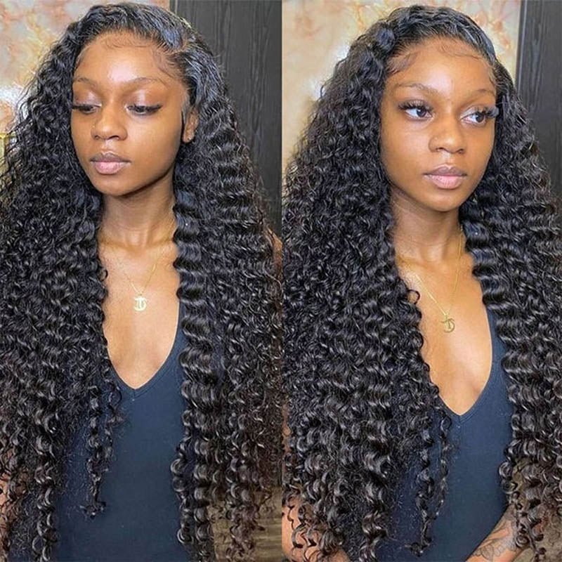 Deep Wave Brazilian Hair Bundles With 13x4 Lace Frontal - Perismoda Hair