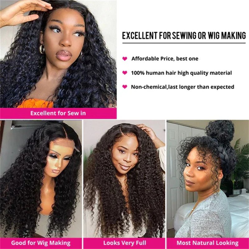 Deep Wave Human Hair Bundles with Closure Brazilian Hair 4 Bundles with 4x4 Lace Closure - Perismoda Hair