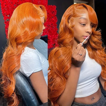 Ginger Orange Hair Bundles with Closure 4x4 Body Wave/Straight Human Hair Bundles with Closure - Perismoda Hair