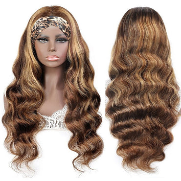 Perismoda Headband Wigs P4/27 Highlight Color Body Wave Human Hair Wig 150% Beginner Friendly
