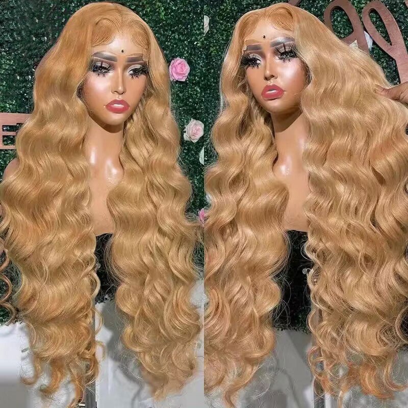 Honey Blonde 13x4 Lace Front Wigs Pre Plucked Blonde Body Wave Wigs 180%/250% Hair Density - Perismoda Hair