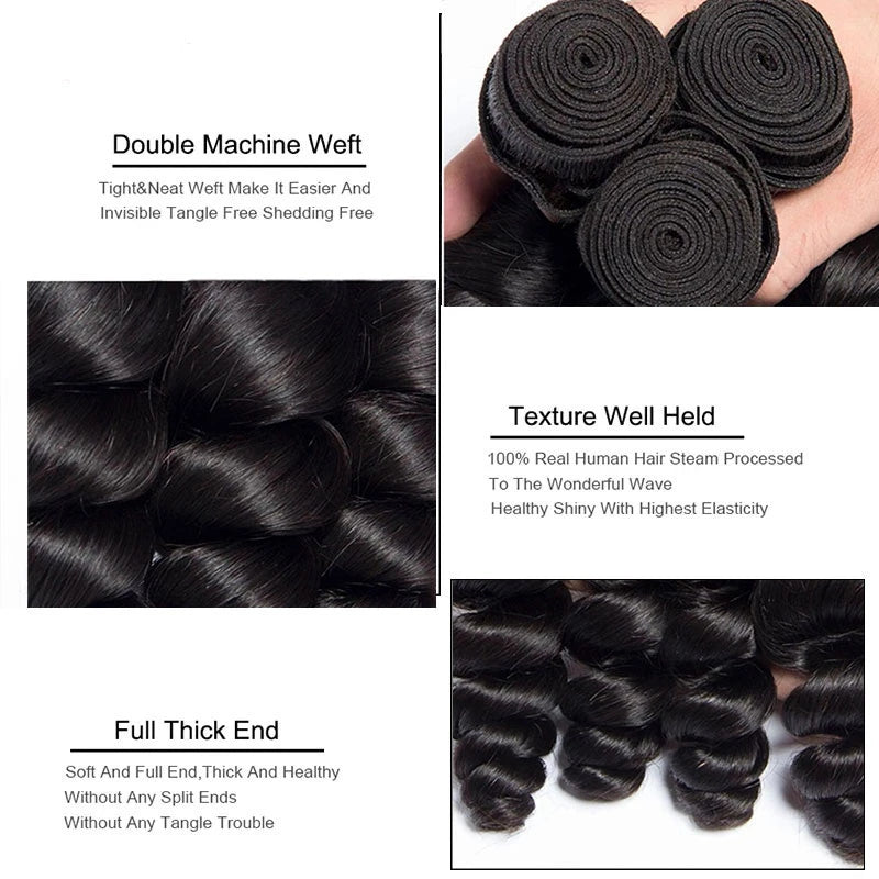 PerisModa Loose Wave  Bundles 3/4 Bundles Brazilian Remy Weave Human Hair Extensions For Black Women
