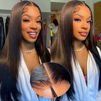 PerisModa 13x4 Straight Lace Front Wig Pre Cut Pre Bleached Straight Human Hair Wear and Go Glueless Wig Bye Bye Knots