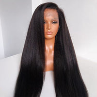 PerisModa Hair Yaki Straight 13x6 Lace Frontal Virgin Hair Wigs 180% Density Pre Plucked Natural Hairline Human Hair