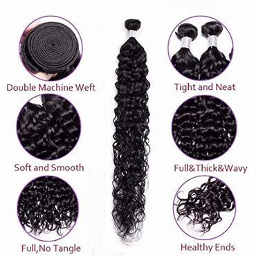 28-40 inch Water Wave Human Hair Bundles Brazilian WeavingNatural  Black 3 Bundles Deal Virgin Hair  Raw Hair Extensions