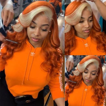 Long Ginger Blonde Body Wave Lace Frontal Human Hair Wig