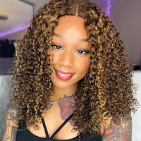 Perismoda Highlight Wig 7X5 Deep Wave Brown With Blonde Color Ready To Go Wig