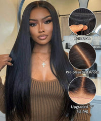 Perismoda Wear & Go Glueless Bone Straight Pre-cut Lace Wig Human Hair Wig 180% Density