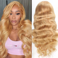 Perismoda#27 Honey Blonde Colored Human Hair 13x4  Lace Front Wigs