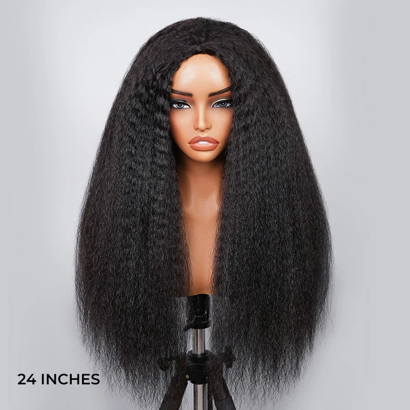 Perismoda 3 In 1  Wear Go Half Wig Invisible Hairline Kinky Straight Flip Over Wig Glueless For Beginner Fridenly