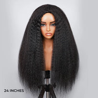 Perismoda 3 In 1  Wear Go Half Wig Invisible Hairline Kinky Straight Flip Over Wig Glueless For Beginner Fridenly