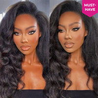 Perismoda 3 In 1  Wear Go Half Wig Invisible Hairline Kinky Straight Flip Over Wig Glueless For Beginner Fridenly