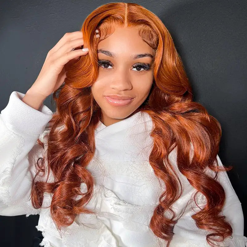 Copper Brown 35# Body Wave 13x4 Lace Front Wig