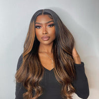 Perismoda Brown Highlight Skin 13x4 Body Wave Lace Front Wig Virgin Hair