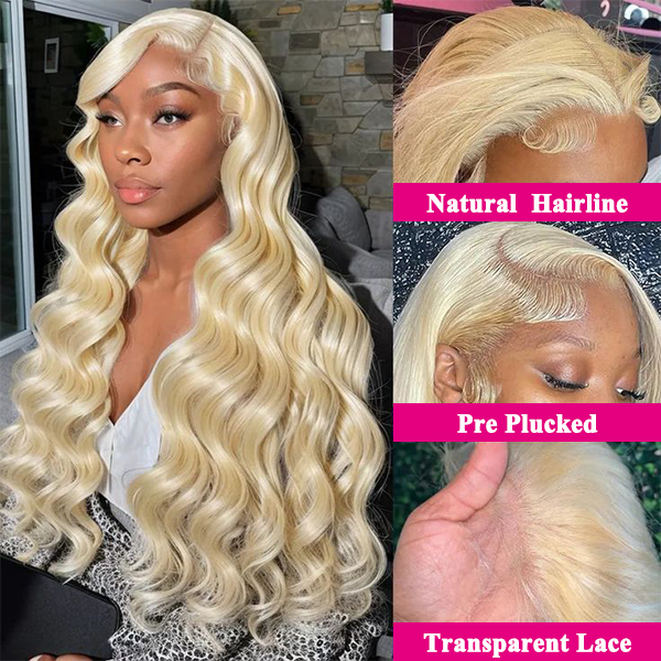 Perismoda Pre Plucked 13*4 Body Wave Transparent Lace Front Wig 613 Blonde Human Hair Wigs Natural Hairline