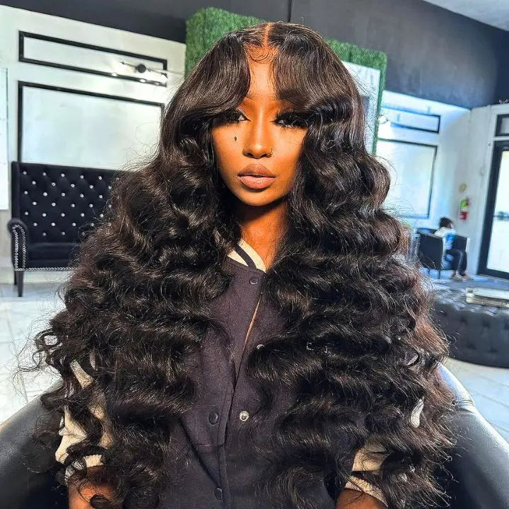Perismoda 300% Density Luxury Bouncy Wavy Virgin Human Hair Transparent Lace Front Wig Pre-Plucked Hairline