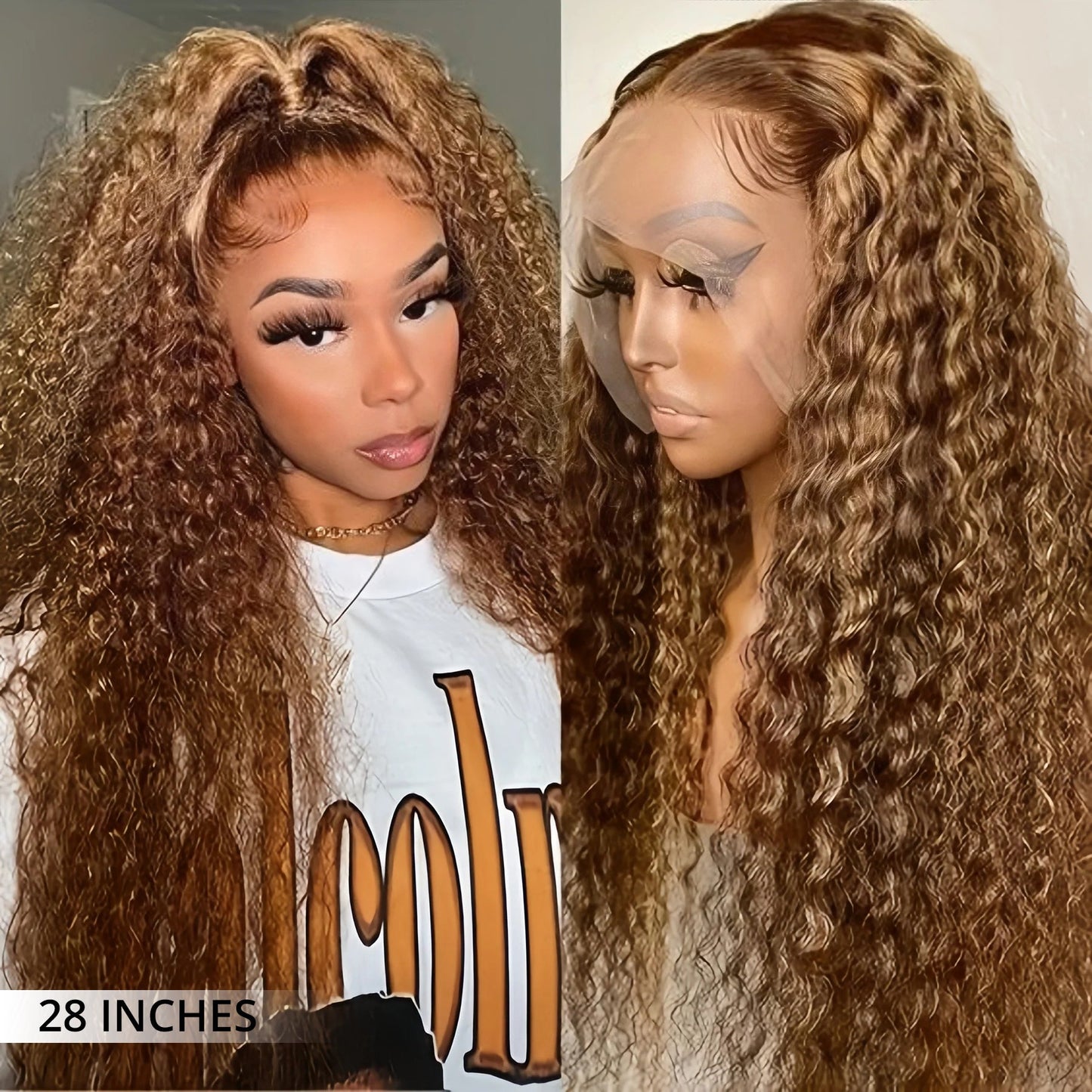 Perismoda 300% Density Highlight Curly Wave Transparent Lace Front Wigs Virgin Human Hair 13x4 Frontal Lace Wig For Women