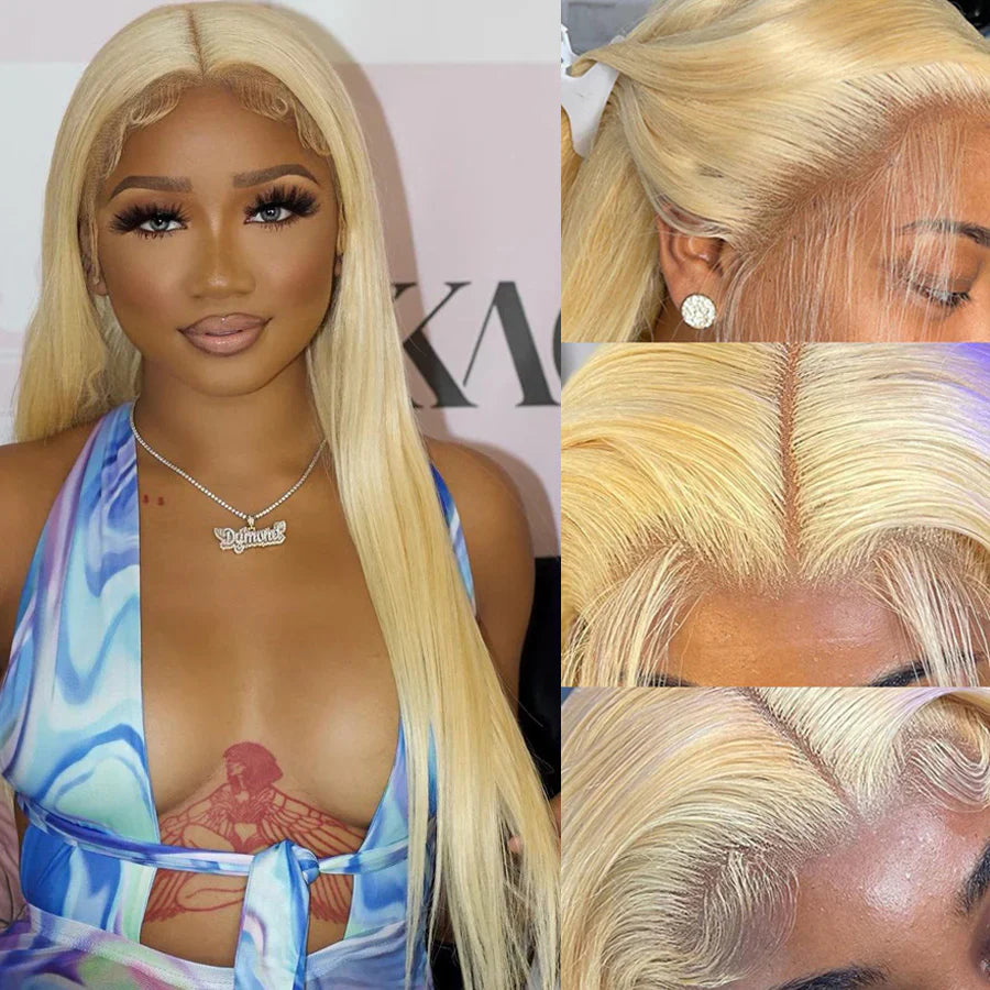Perismoda 613 Blonde Hair Silky Straight 13x6 Lace Frontal Wigs Human Hair