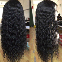 Water Wave 13x4 Frontal Transparent Lace Free Part Long Wig 100% Human Hair