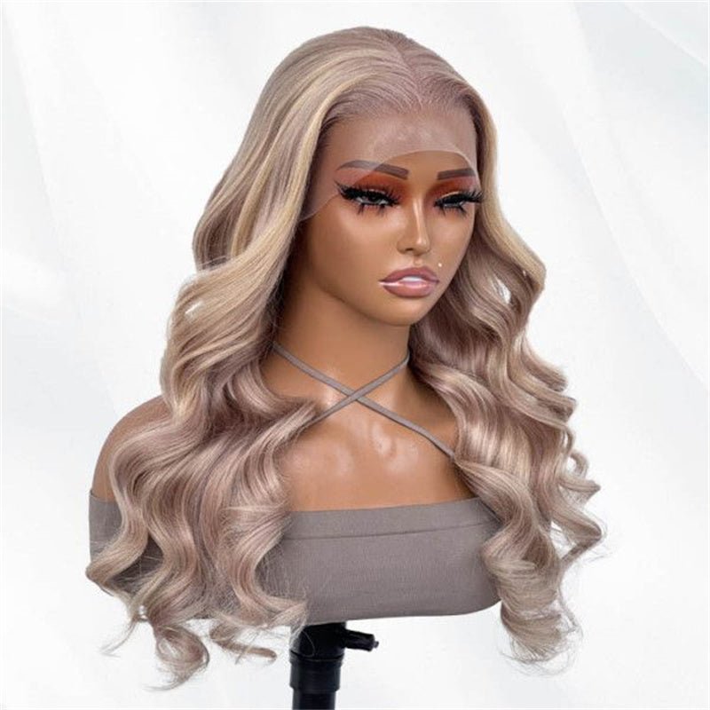 13x4 Ash Blonde Body Wave Lace Front Wig Transparent Lace Blonde Hair 180%/250% Density - Perismoda Hair