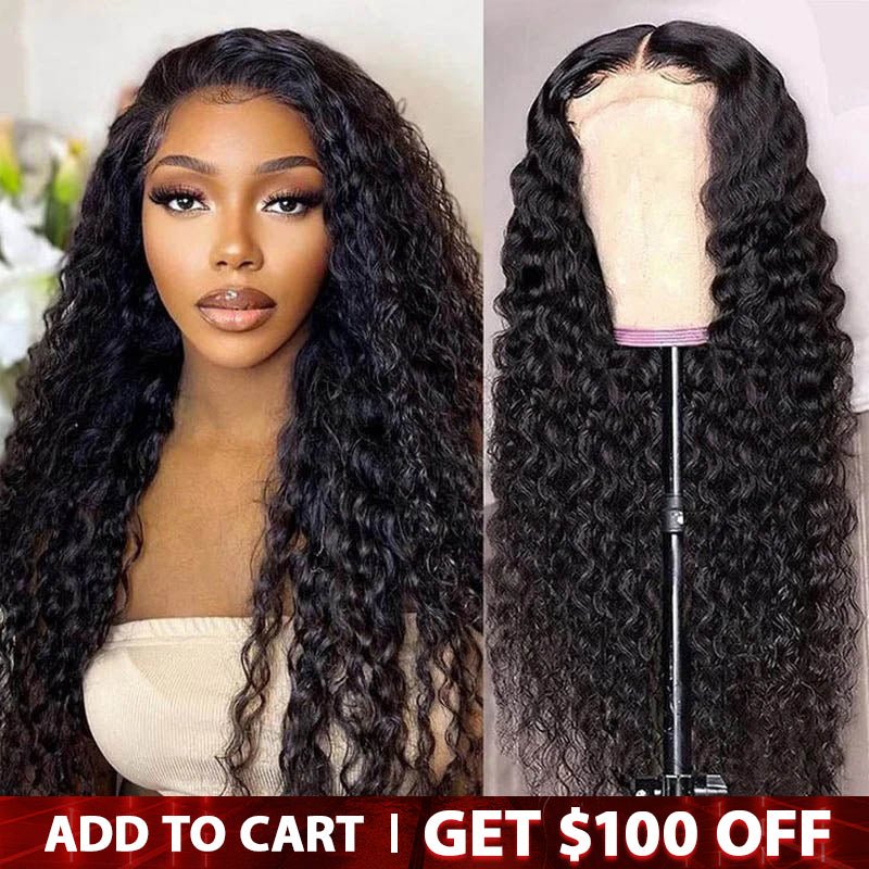 13x4 HD Lace Front Human Hair Wigs Pre Plucked Invisible Lace Water Wave Wigs 180% Density - Perismoda Hair