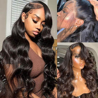 13x4 Lace Front Wig Nature Black Body Wave With Glueless Pre Plucked Baby Hair - Perismoda Hair