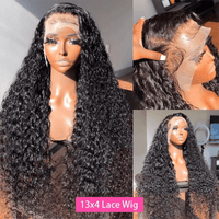 13x4 Lace Front Wigs Curly Wave Transparent Human Hair Wig Bleached Invisible Knots 180% - Perismoda Hair