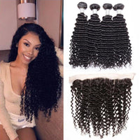 13x4 Lace Frontal with 4 Bundles Deep Wave Peruvian Human Hair - Perismoda Hair