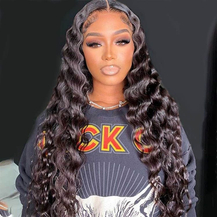 13x4 Lace Frontal with 4 Bundles Deep Wave Peruvian Human Hair - Perismoda Hair