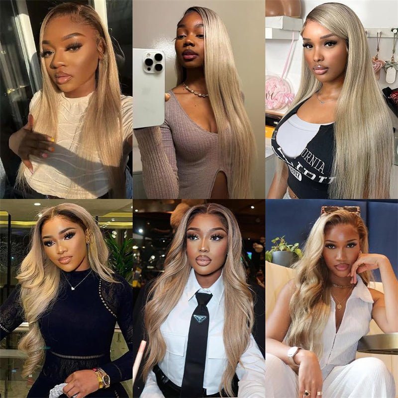 13x4 Straight Blonde Hair Wig Free Part Transparent Lace Front Wigs Ash Blonde Lace Front Wigs for Women - Perismoda Hair