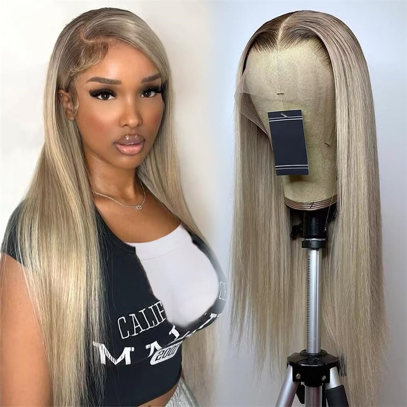 13x4 Straight Blonde Hair Wig Free Part Transparent Lace Front Wigs Ash Blonde Lace Front Wigs for Women - Perismoda Hair
